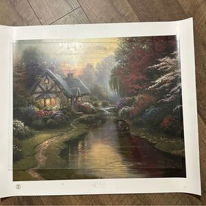Thomas KinKade Charming Cottage Landscape Art Print"A QUIET EVENING" 682/700